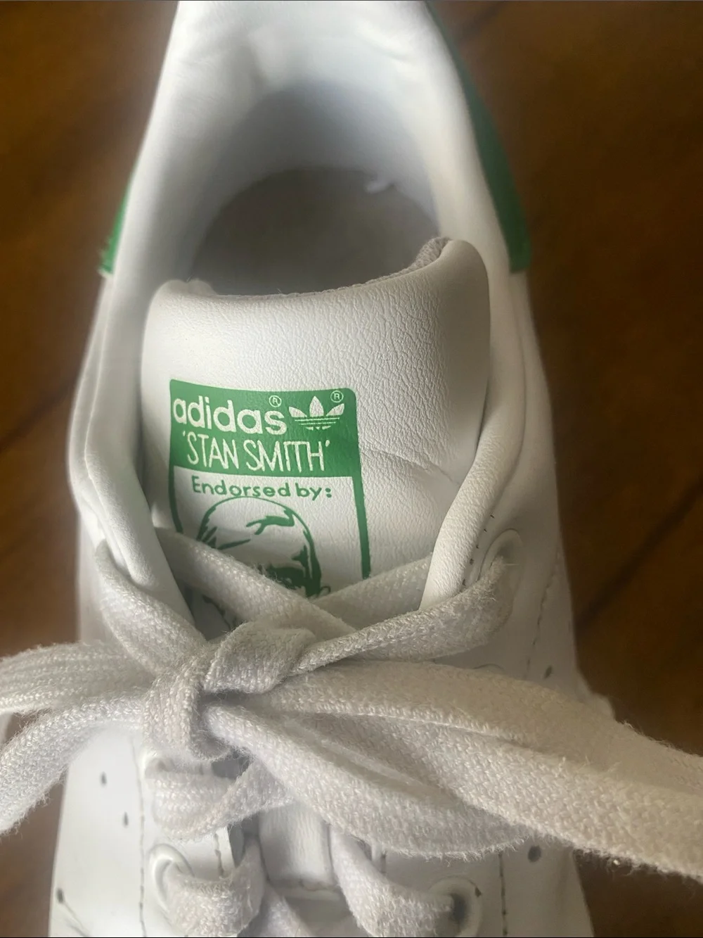 adidas White Leather Sneakers with Green Heel Tab - Women’s